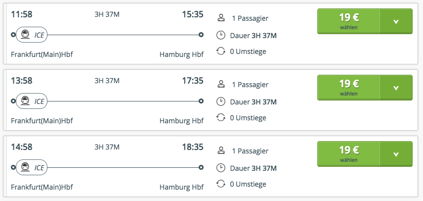 19,90€ Sparpreis Aktion bei der Deutschen Bahn