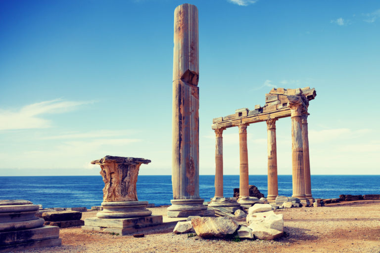 Die Ruinen vom Apollon Tempel in Side, Türkei